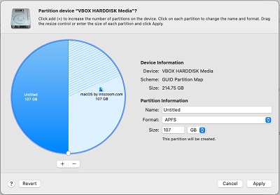 Create partition of half of the disk.