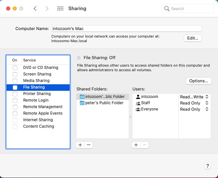File sharing on
