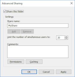Advanced sharing of a folder